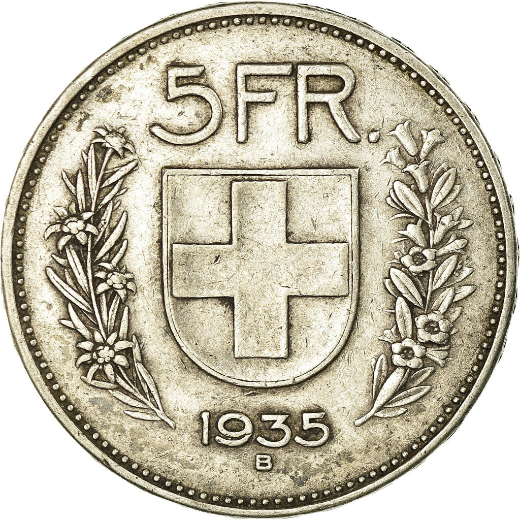 Coin, Switzerland, 5 Francs, 1935, Bern, EF(40-45), Silver, KM:40