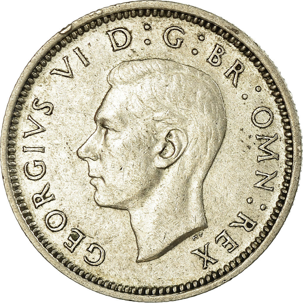 Coin, Great Britain, George VI, 6 Pence, 1945, AU(50-53), Silver, KM:852