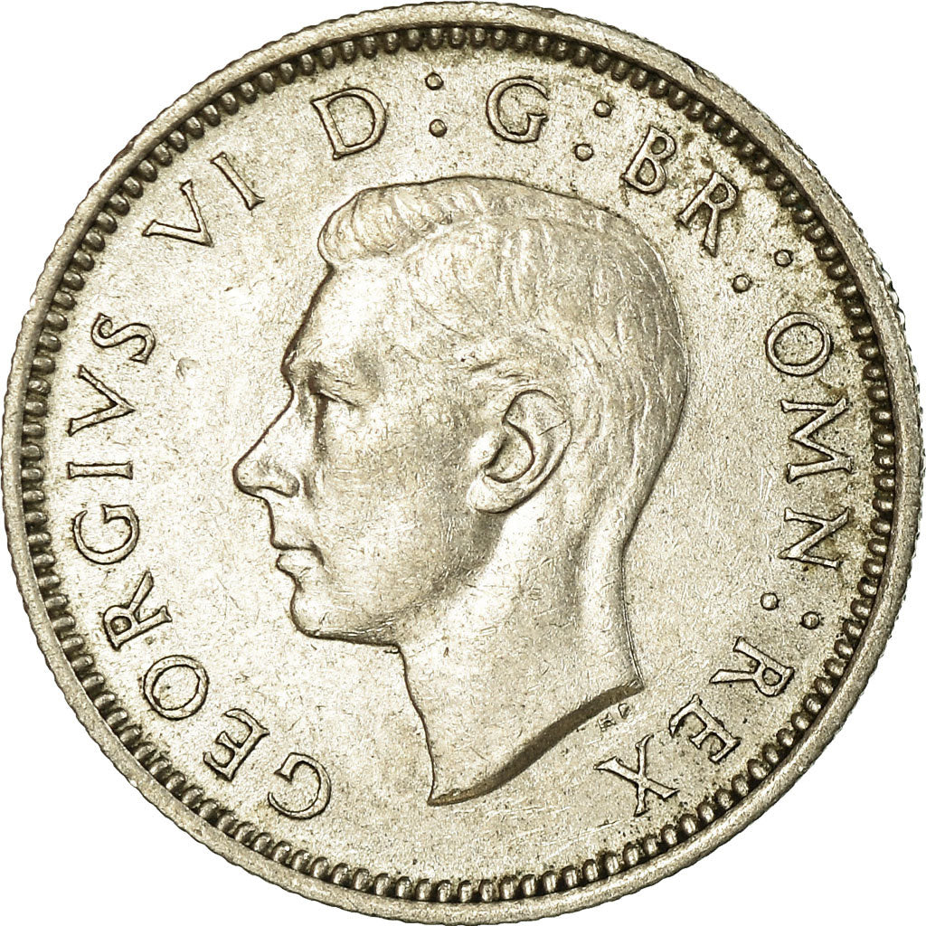 Coin, Great Britain, George VI, 6 Pence, 1946, AU(50-53), Silver, KM:852