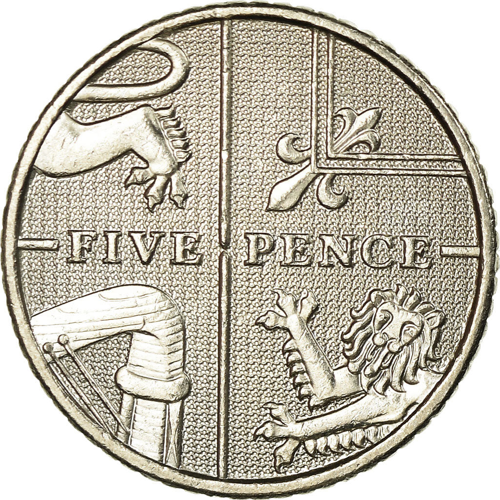 Coin, Great Britain, Elizabeth II, 5 Pence, 2008, AU(50-53), Copper-nickel