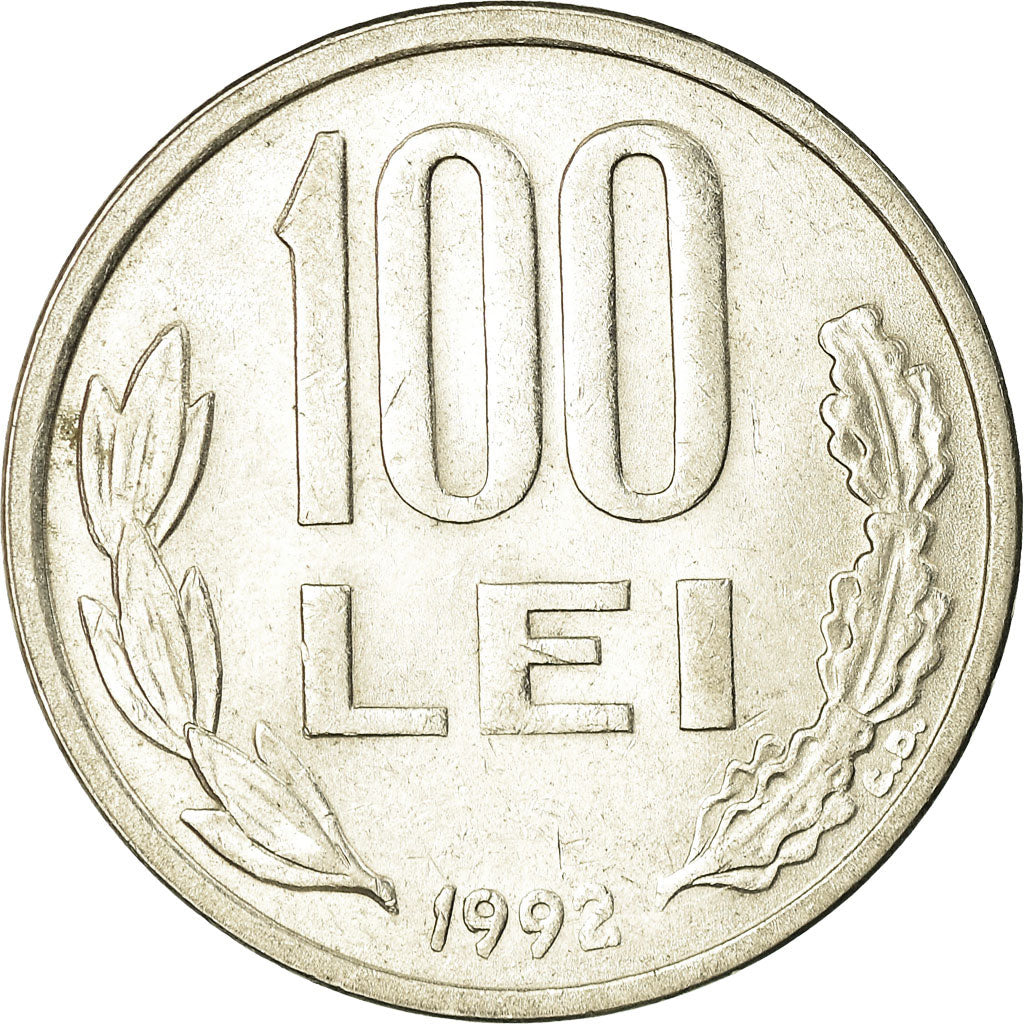 Coin, Romania, 100 Lei, 1992, AU(50-53), Nickel plated steel, KM:111