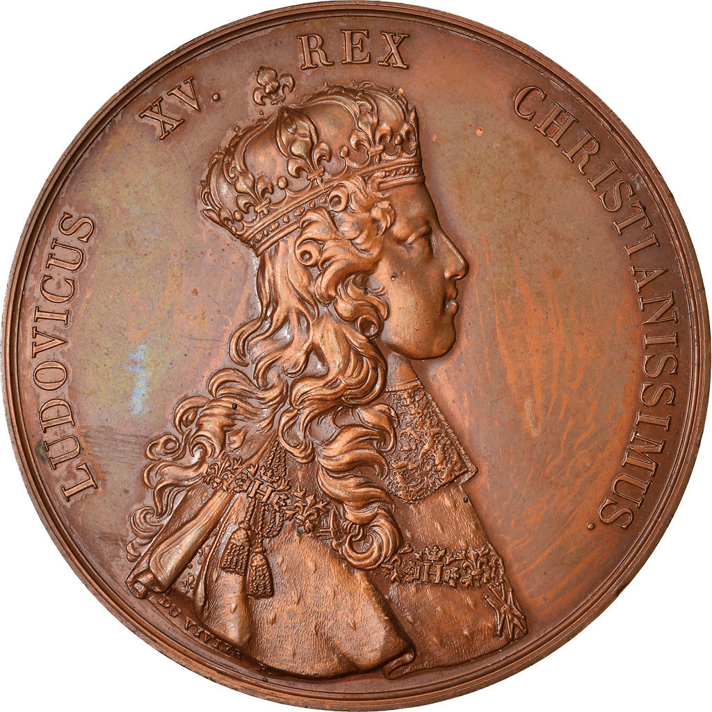 France, Medal, Louis XV, Sacre à Reims, History, Duvivier, MS(63), Bronze