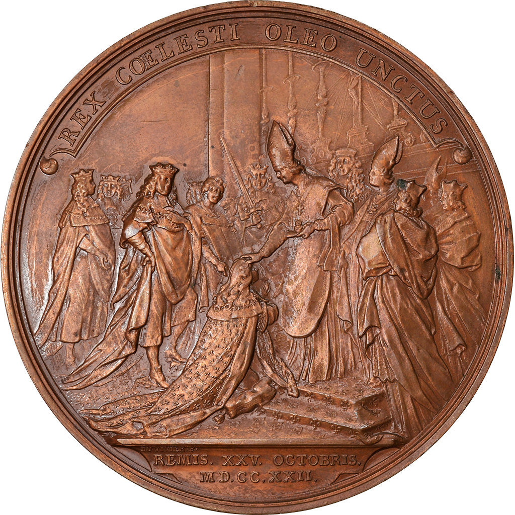 France, Medal, Louis XV, Sacre à Reims, History, Duvivier, MS(63), Bronze