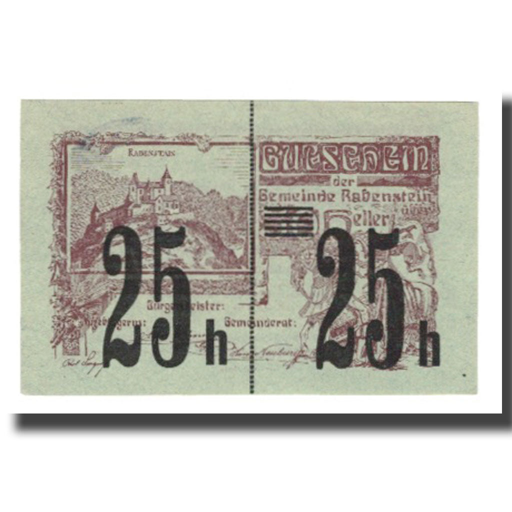 Banconote, Austria, Rabenstein N.Ö. Gemeinde, 50 Heller, Texte, 1920