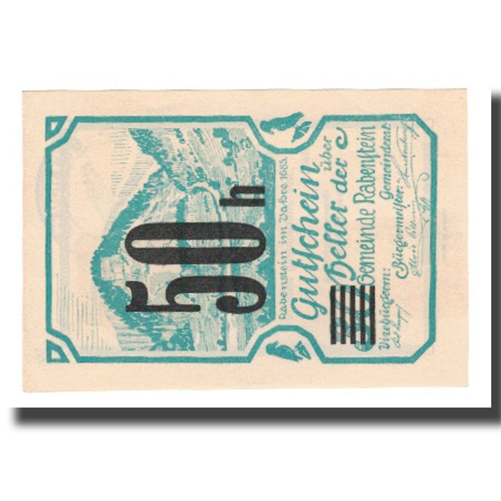 Banconote, Austria, Rabenstein N.Ö. Gemeinde, 50 Heller, Texte 3, 1920