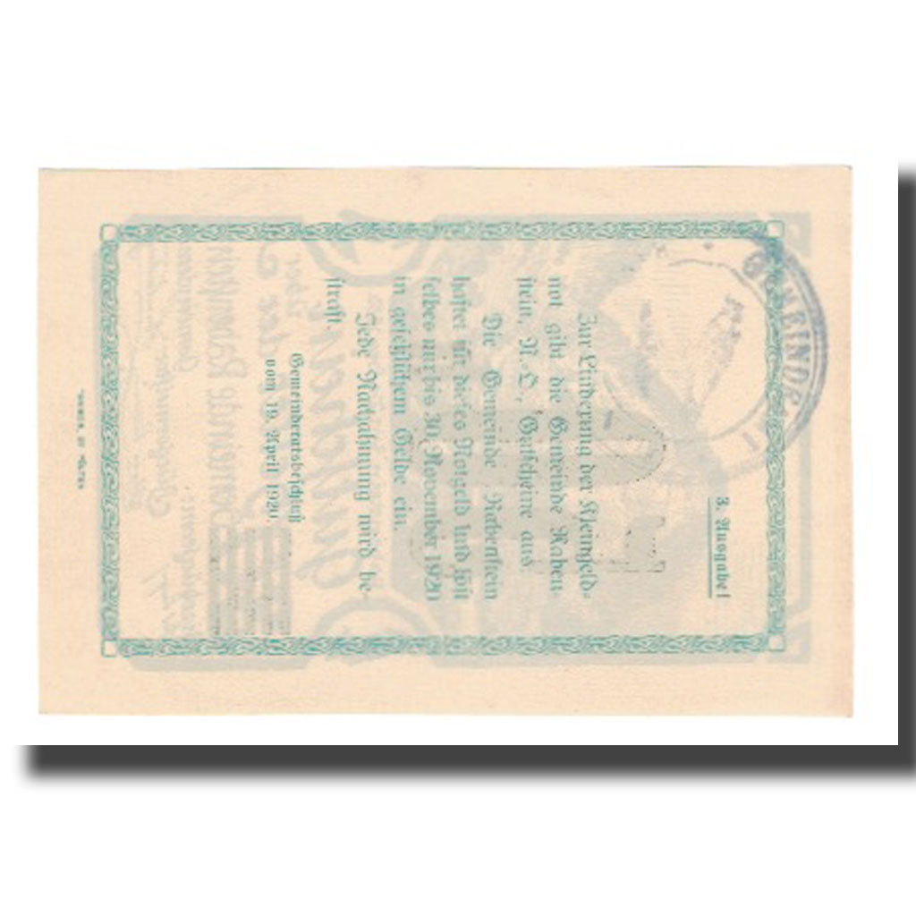 Banconote, Austria, Rabenstein N.Ö. Gemeinde, 50 Heller, Texte 3, 1920