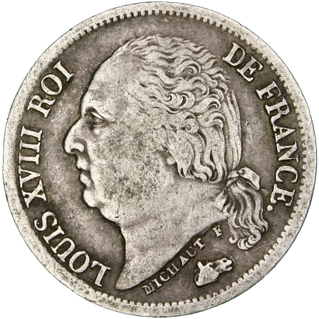 FRANCE, Louis XVIII, 1/2 Franc, 1824, Paris, KM #708.1, EF(40-45), Silver,...