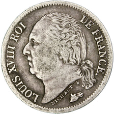 FRANCE, Louis XVIII, 1/2 Franc, 1824, Paris, KM #708.1, EF(40-45), Silver,...