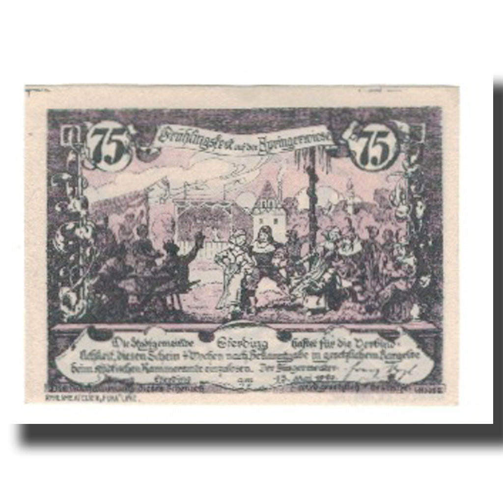 Banknot, Austria, Eferding O.Ö. Stadtgemeinde, 75 Heller, personnage, 1920