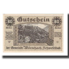 Nota, Áustria, Wörschach Stmk. Gemeinde, 80 Heller, Texte, 1920, 1920-12-31