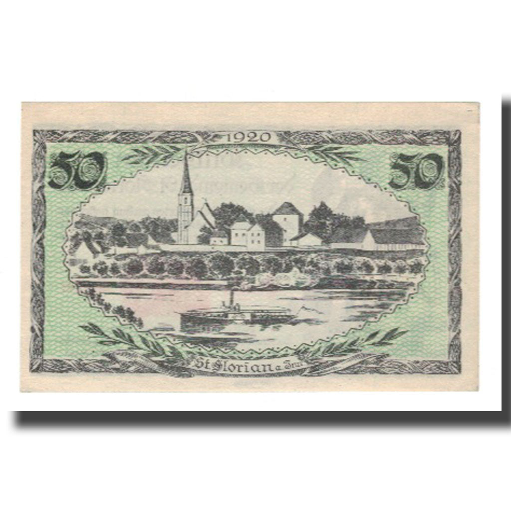 Banknote, Austria, St. Florian am Inn O.Ö. Gemeinde, 50 Heller, paysage, 1920
