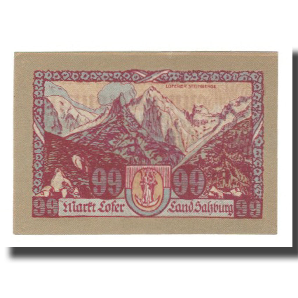 Banknote, Austria, Lofer Sbg. Marktgemeinde, 99 Heller, montagne 1, 1921