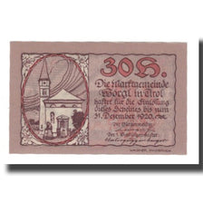 Banknot, Austria, Wörgl Tirol Marktgemeinde, 30 Heller, Chapelle 1, 1920