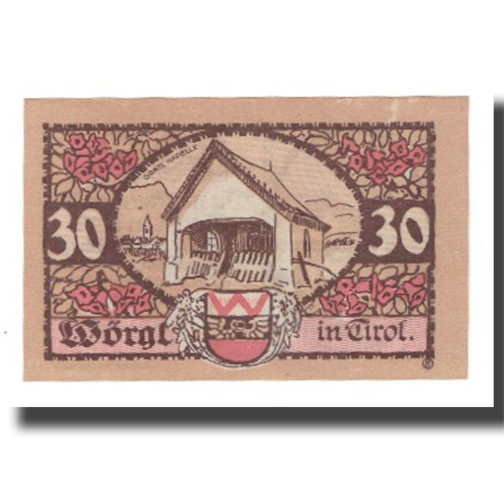 Banknot, Austria, Wörgl Tirol Marktgemeinde, 30 Heller, Chapelle 5, 1920