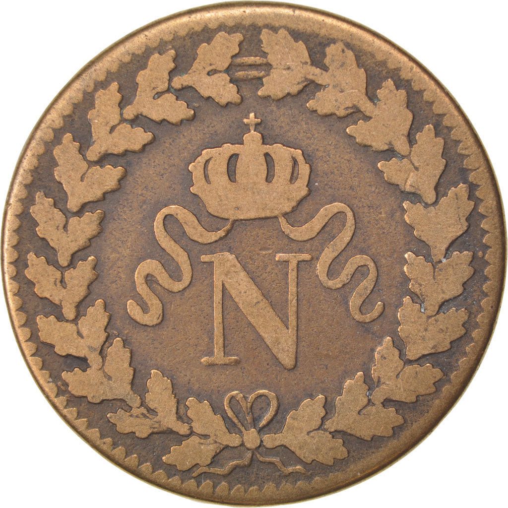 Francia, 1 Décime, 1815, Strasbourg, MB, Bronzo, Gadoury:195e