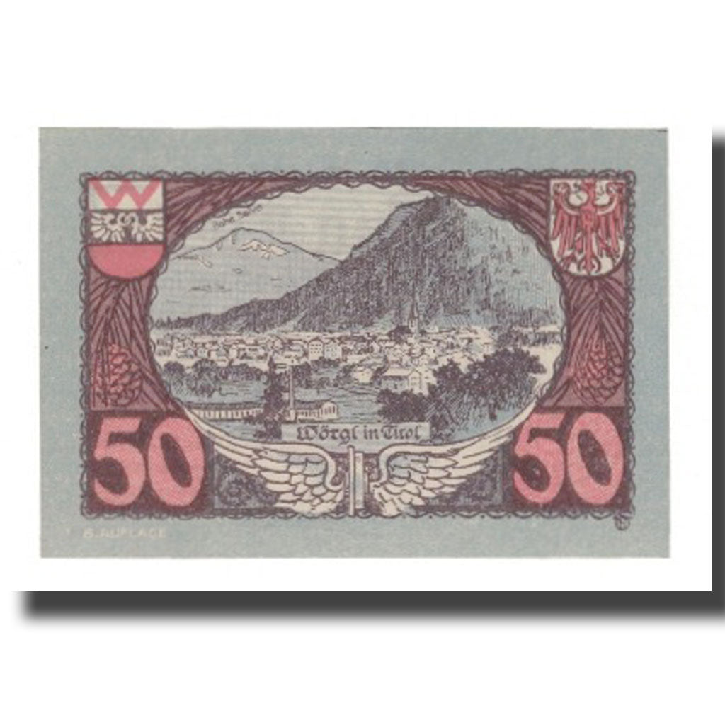 Banknot, Austria, Wörgl Tirol Marktgemeinde, 50 Heller, paysage 5, 1920