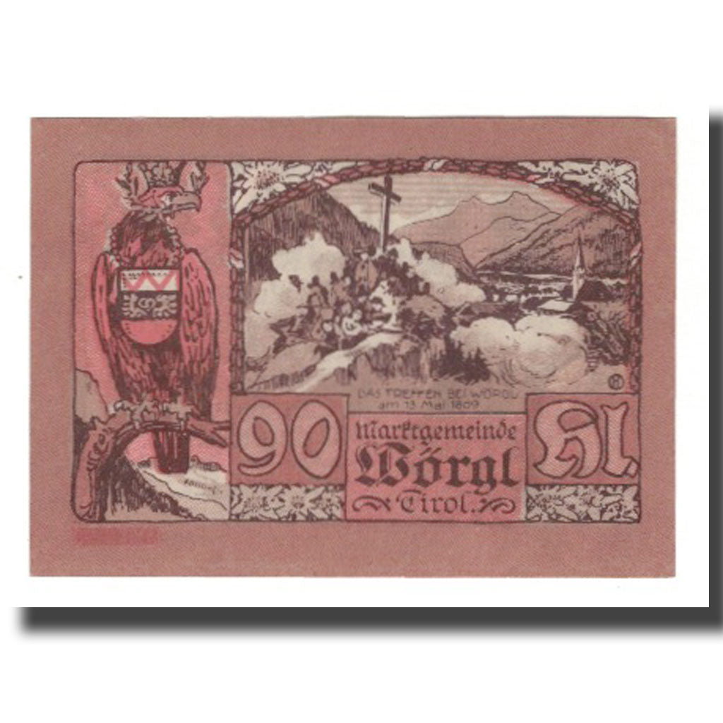 Banknote, Austria, Wörgl Tirol Marktgemeinde, 90 Heller, paysage 2, 1920