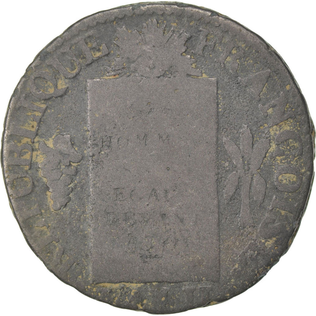 FRANCE, Sol aux balances françoise, Sol, 1793, Lyon, KM #619.5, VG(8-10), Bronze