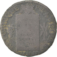 FRANCE, Sol aux balances françoise, Sol, 1793, Lyon, KM #619.5, VG(8-10), Bronze