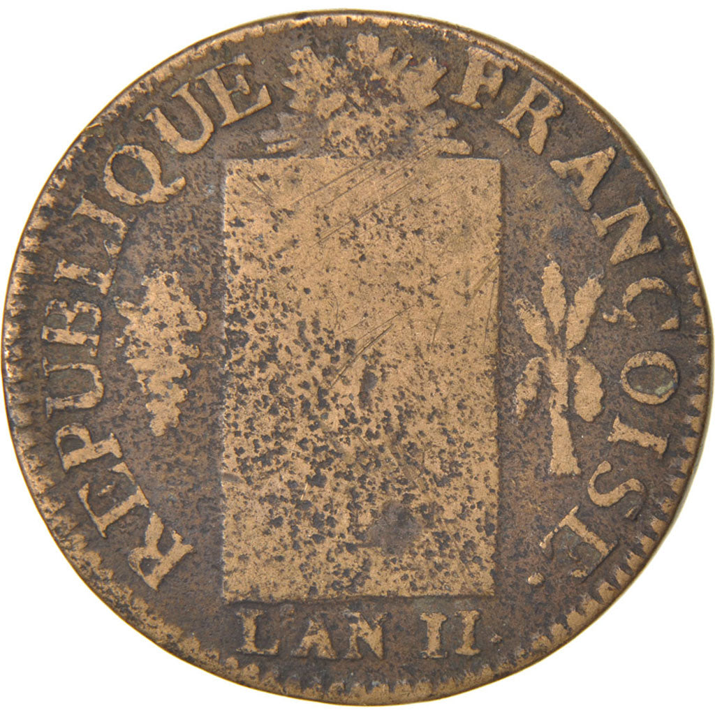 FRANCE, Sol aux balances françoise, Sol, 1793, Metz, KM #619.2, F(12-15), Bronze