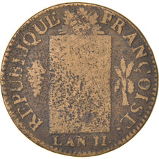 FRANCE, Sol aux balances françoise, Sol, 1793, Metz, KM #619.2, F(12-15), Bronze