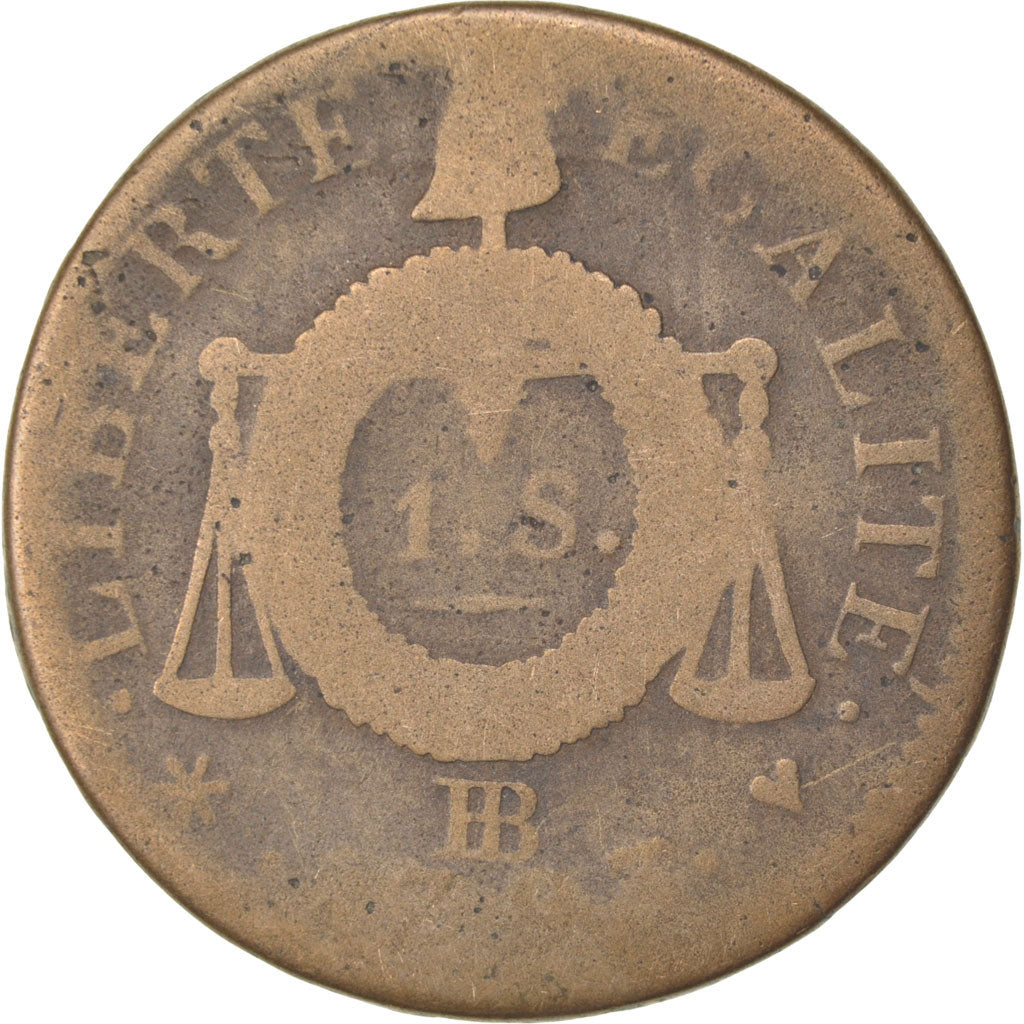 FRANCE, Sol aux balances françoise, Sol, 1793, Strasbourg, KM #619.4, VG(8-10),