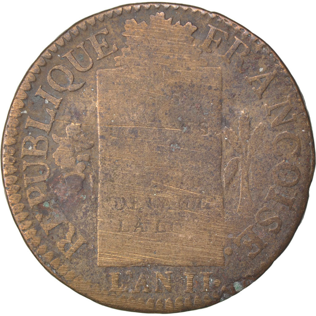 FRANCE, Sol aux balances françoise, Sol, 1793, Strasbourg, KM #619.4, F(12-15), 