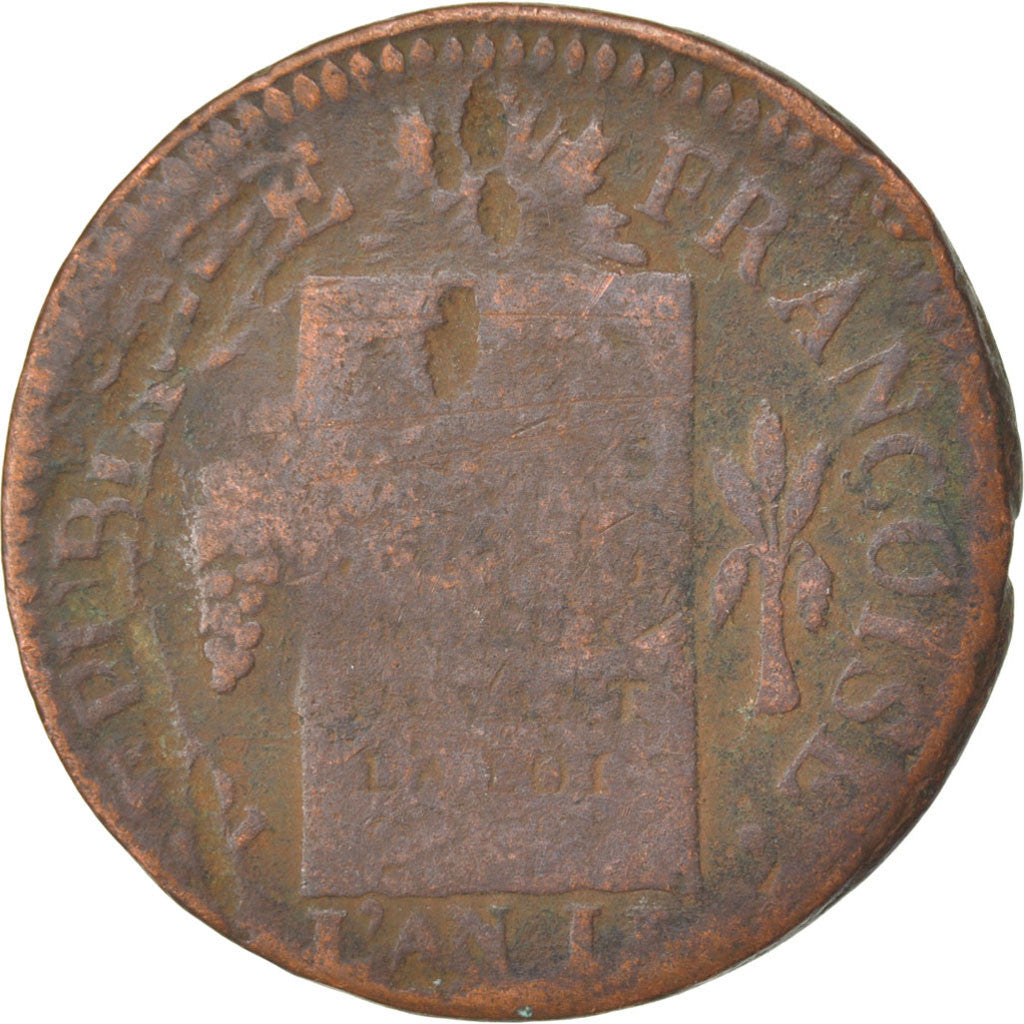 FRANCE, Sol aux balances françoise, Sol, 1793, Strasbourg, KM #619.4, F(12-15), 