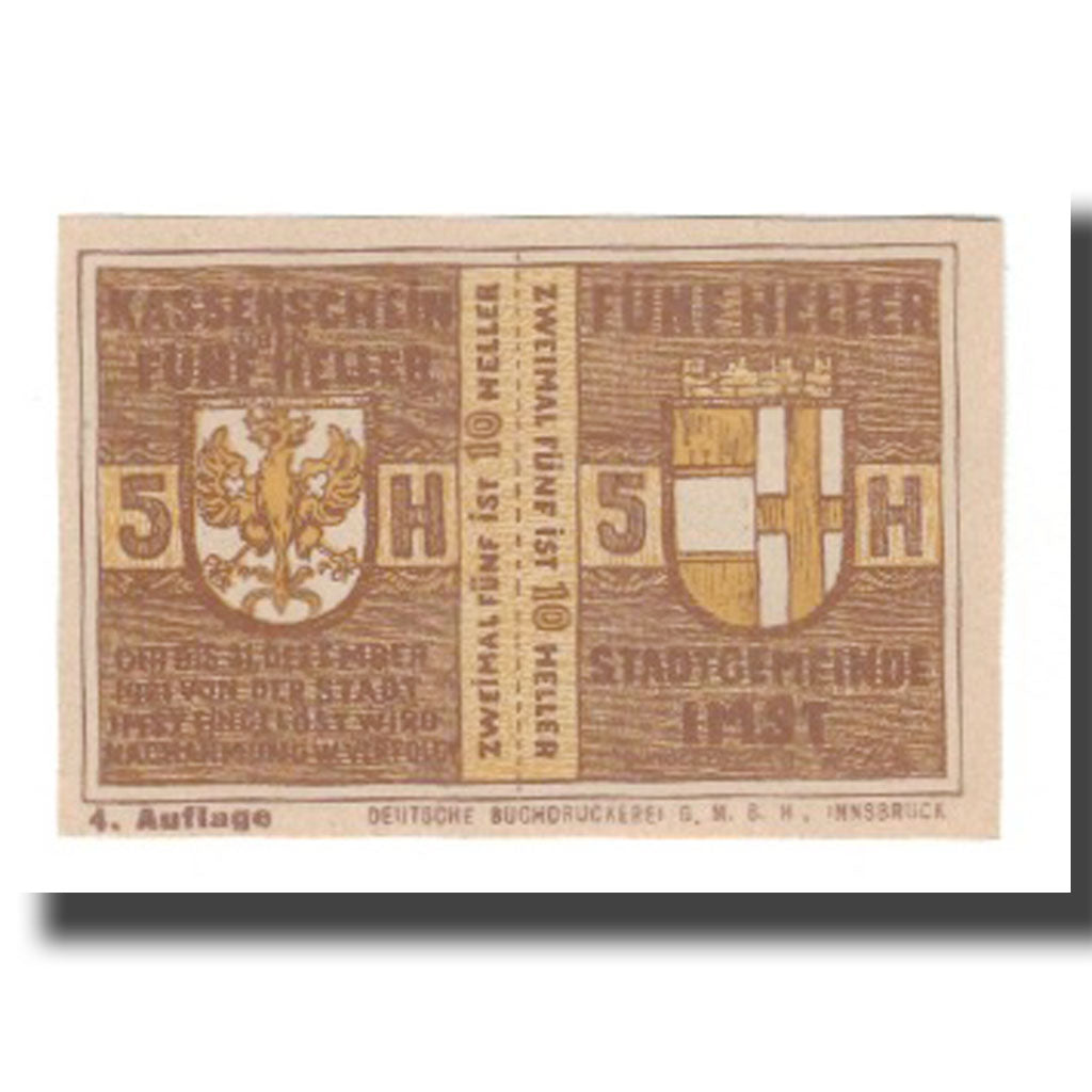 Geldschein, Österreich, Imst Tirol Stadtgemeinde, 10 Heller, valeur faciale 1