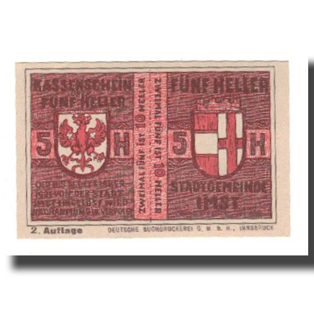 Banknote, Austria, Imst Tirol Stadtgemeinde, 10 Heller, Valeur faciale 3, 1920