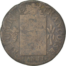 FRANCE, Sol aux balances françoise, Sol, 1793, Strasbourg, KM #619.4, VF(20-25),