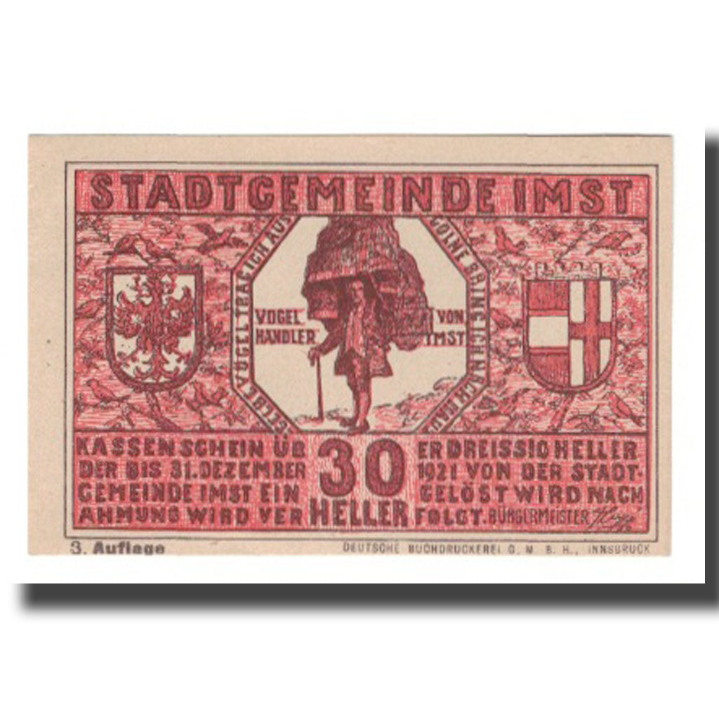 Geldschein, Österreich, Imst Tirol Stadtgemeinde, 30 Heller, valeur faciale 2
