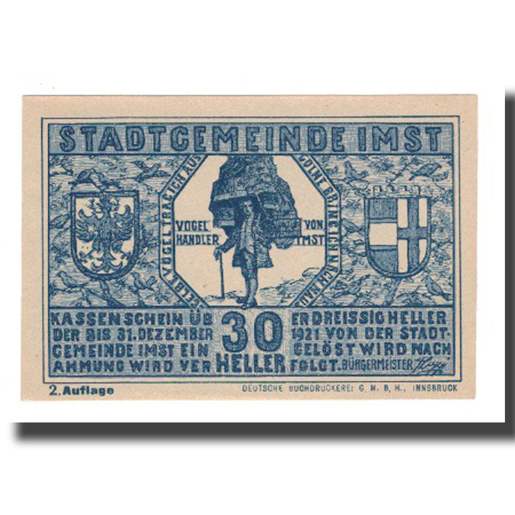 Banknote, Austria, Imst Tirol Stadtgemeinde, 30 Heller, Valeur faciale 3, 1920