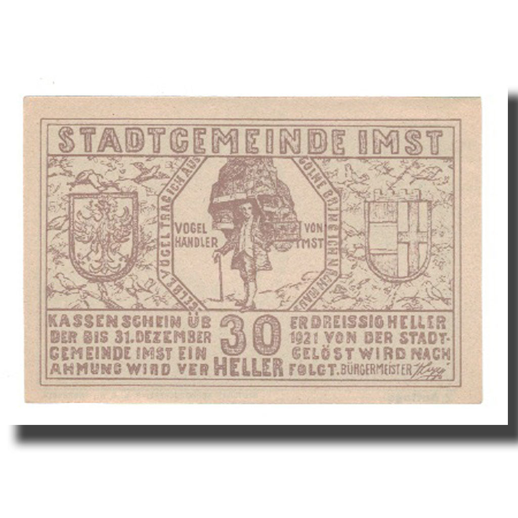 Banknote, Austria, Imst Tirol Stadtgemeinde, 30 Heller, Valeur faciale 3, 1920