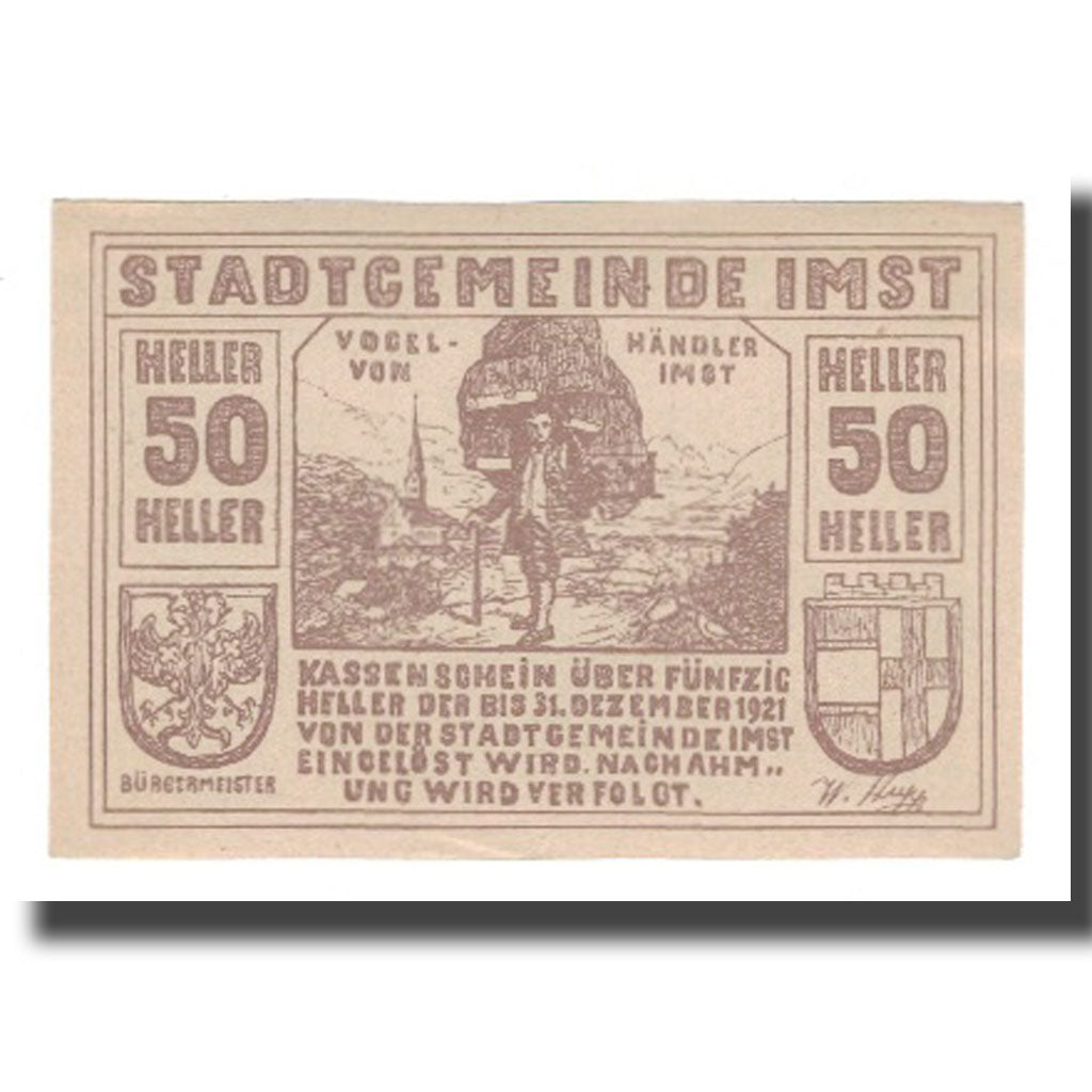 Geldschein, Österreich, Imst Tirol Stadtgemeinde, 50 Heller, valeur faciale