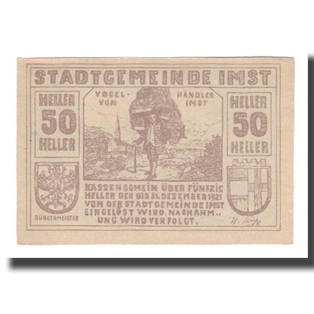 Geldschein, Österreich, Imst Tirol Stadtgemeinde, 50 Heller, valeur faciale 1