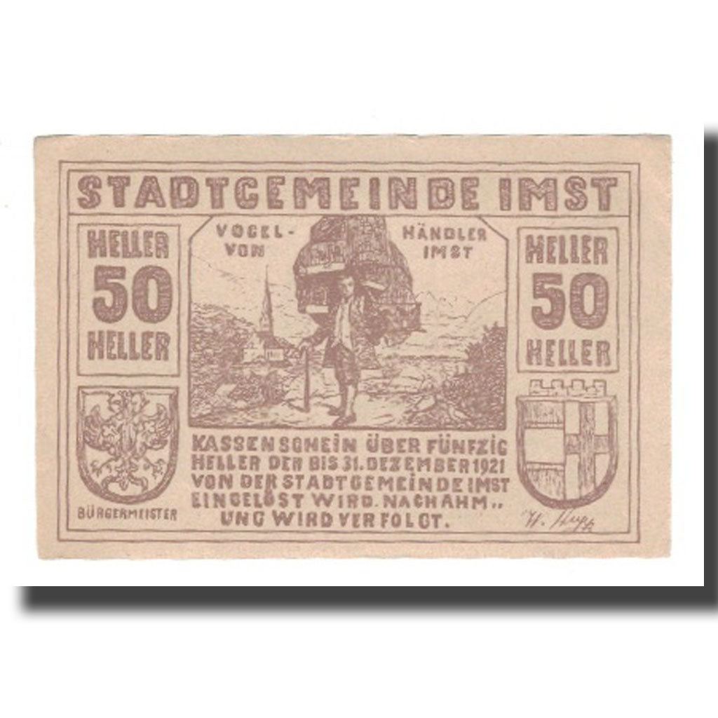 Geldschein, Österreich, Imst Tirol Stadtgemeinde, 50 Heller, Valeur faciale 3