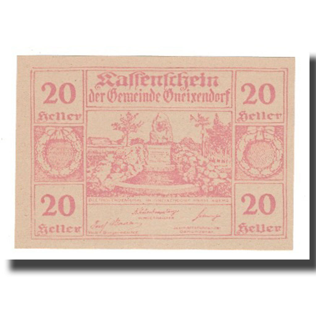 Banknote, Austria, Gneixendorf N.Ö. Gemeinde, 20 Heller, Texte, 1920