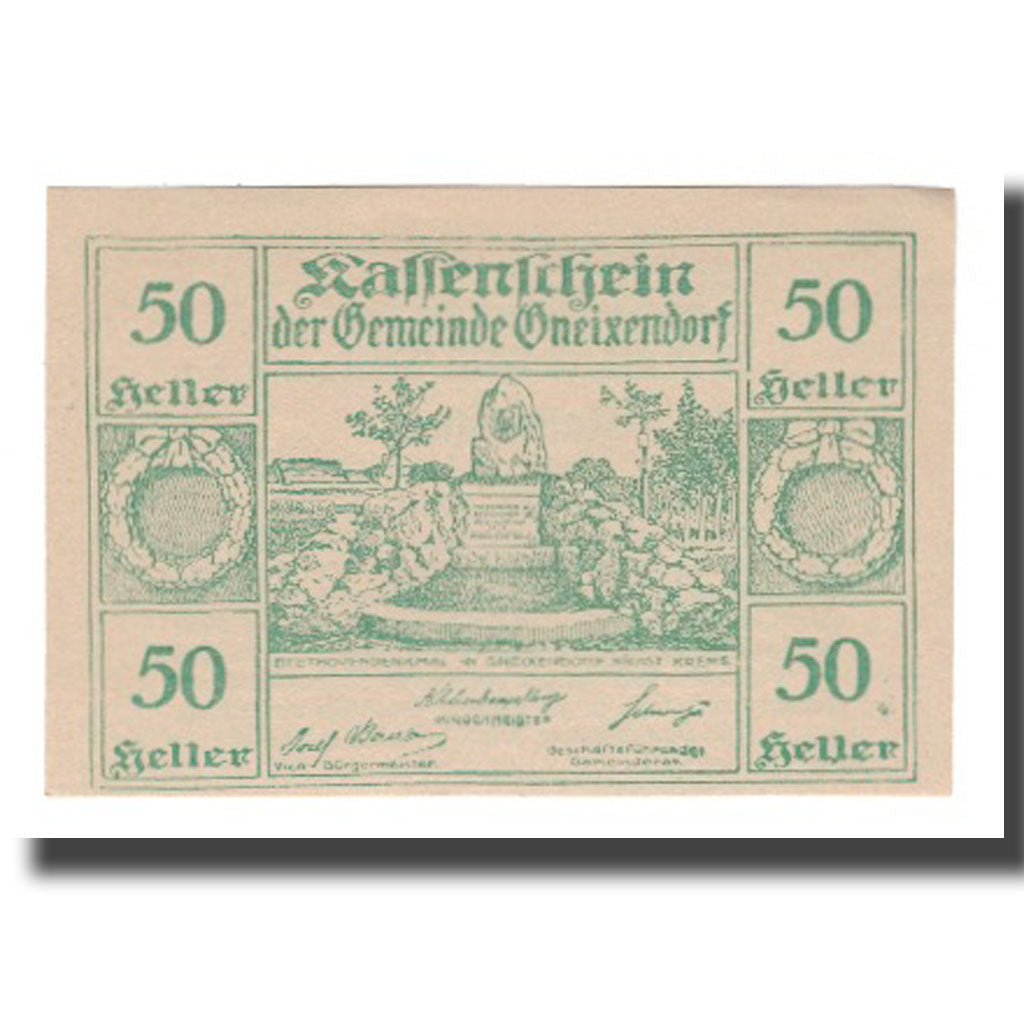 Banknote, Austria, Gneixendorf N.Ö. Gemeinde, 50 Heller, texte 1, 1920