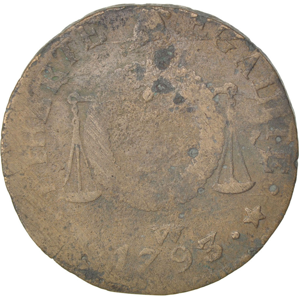 FRANCE, Sol aux balances françoise, Sol, 1793, Lille, KM #619.12, F(12-15), B...