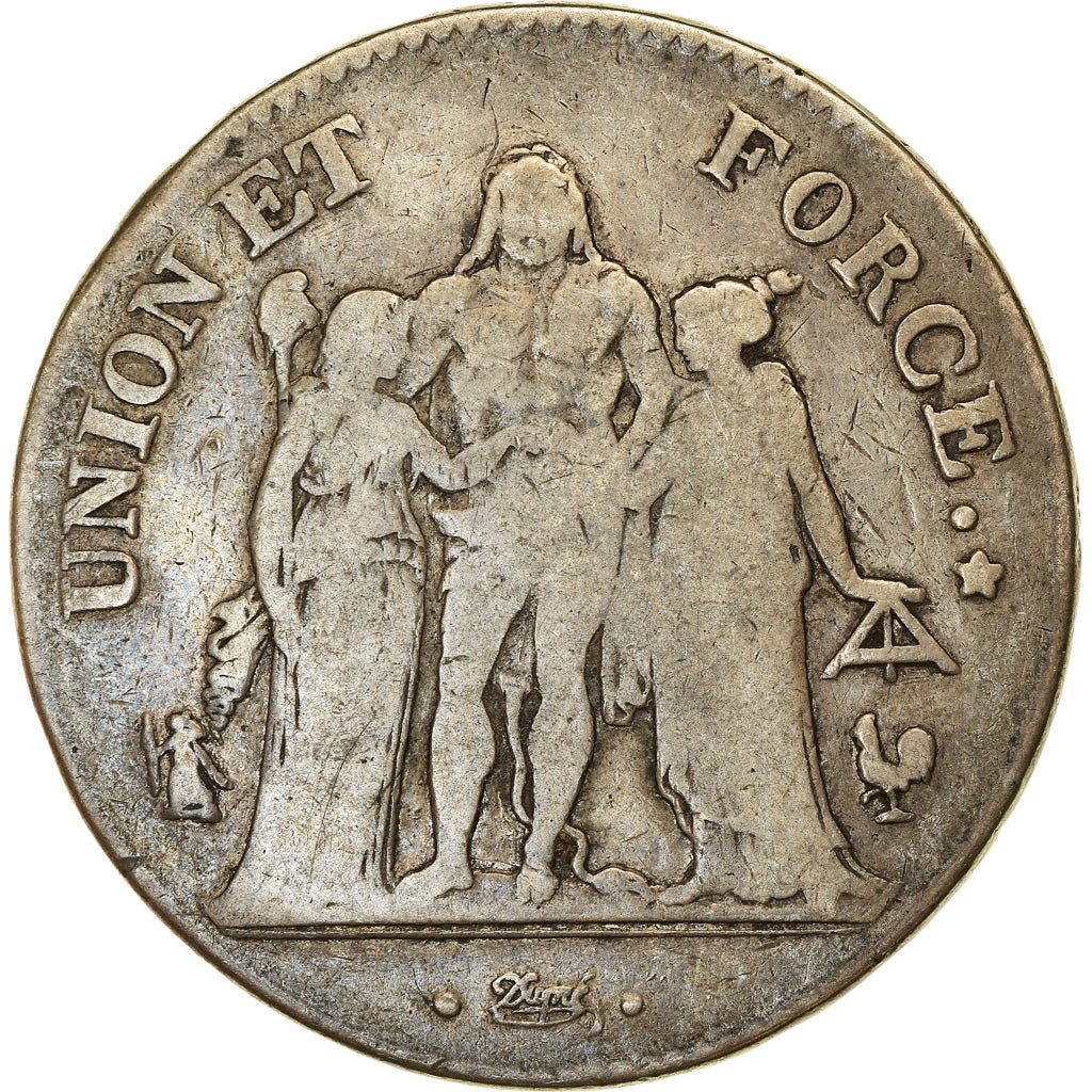 Coin, France, Union et Force, 5 Francs, AN 11, Paris, VF(20-25), Silver