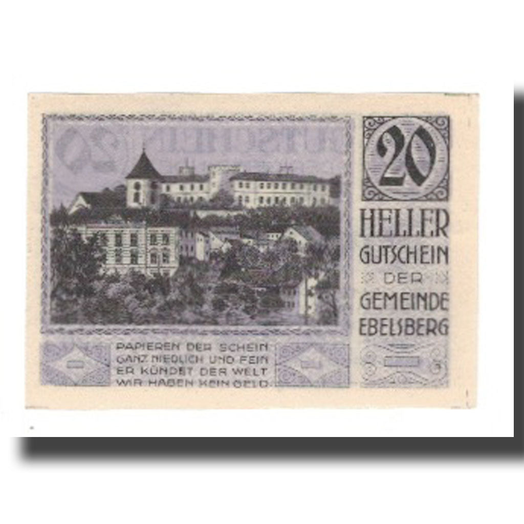 Banknote, Austria, Ebelsberg O.Ö. Gemeinde, 20 Heller, paysage 1, 1920