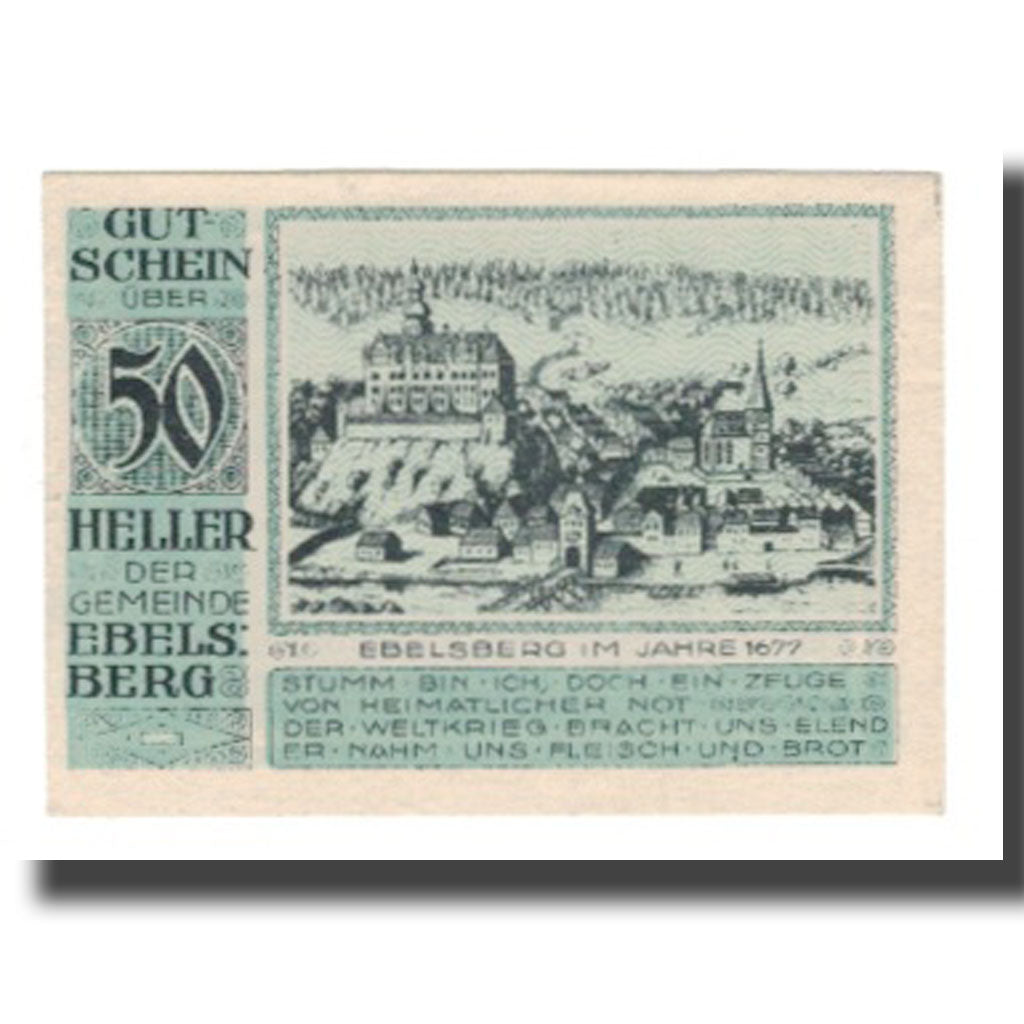 Banknote, Austria, Ebelsberg O.Ö. Gemeinde, 50 Heller, paysage 1, 1920