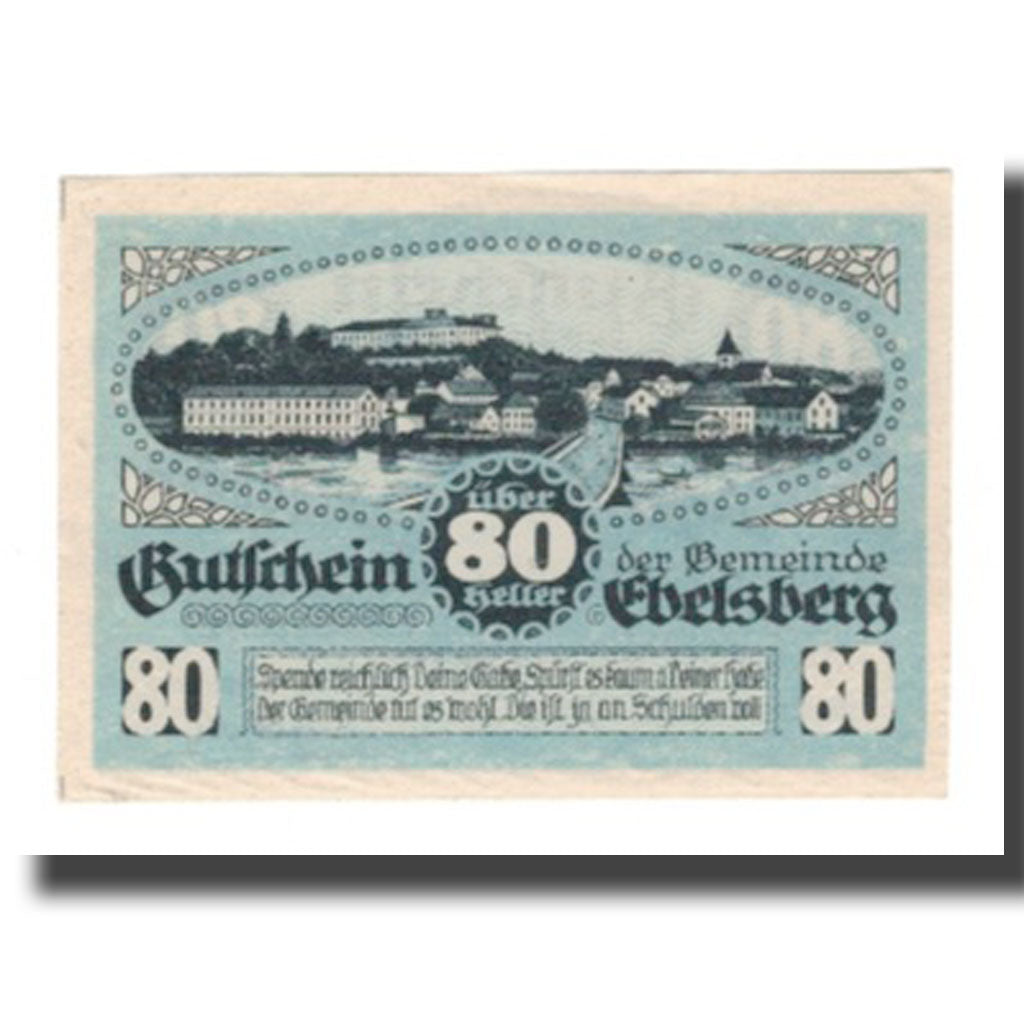 Banknote, Austria, Ebelsberg O.Ö. Gemeinde, 80 Heller, paysage, 1920