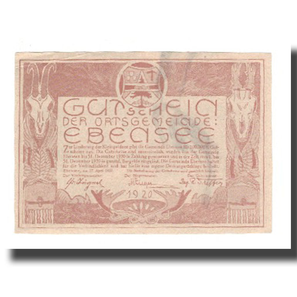 Banknote, Austria, Ebensee O.Ö. Ortsgemeinde, 5 Heller, valeur faciale, 1920