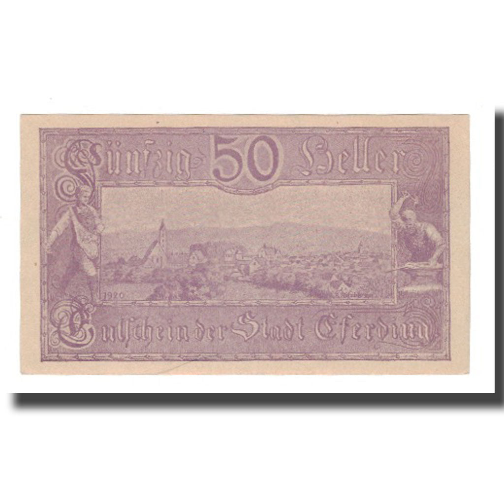 Banknote, Austria, Eferding O.Ö. Stadtgemeinde, 50 Heller, paysage, AU(55-58)