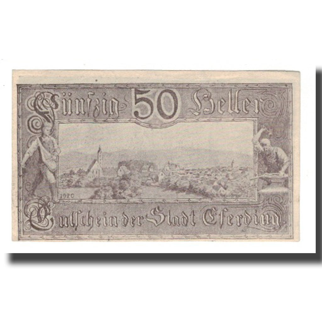 Banknote, Austria, Eferding O.Ö. Stadtgemeinde, 50 Heller, paysage 1
