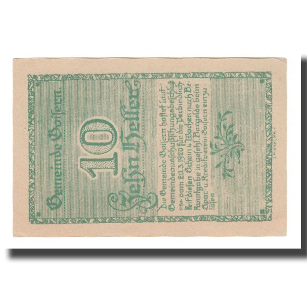 Banknote, Austria, Goisern O.Ö. Gemeinde, 10 Heller, Texte, AU(55-58), Mehl:FS