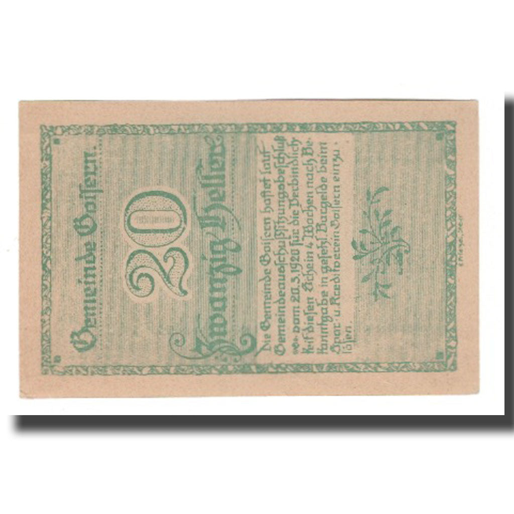 Banknote, Austria, Goisern O.Ö. Gemeinde, 20 Heller, Texte, AU(55-58), Mehl:FS