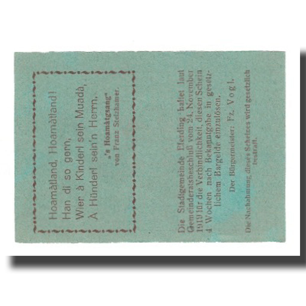 Billet, Autriche, Eferding O.Ö. Stadtgemeinde, 10 Heller, texte 1, SUP, Mehl:FS